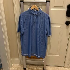 Men’s Peter Millar Summer Comfort polo shirt size L blue with dot pattern